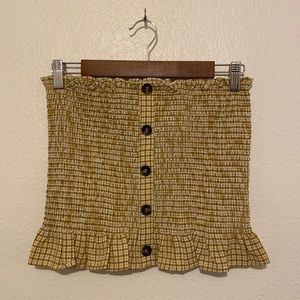 Ruched Strapless Top with Button Detailing